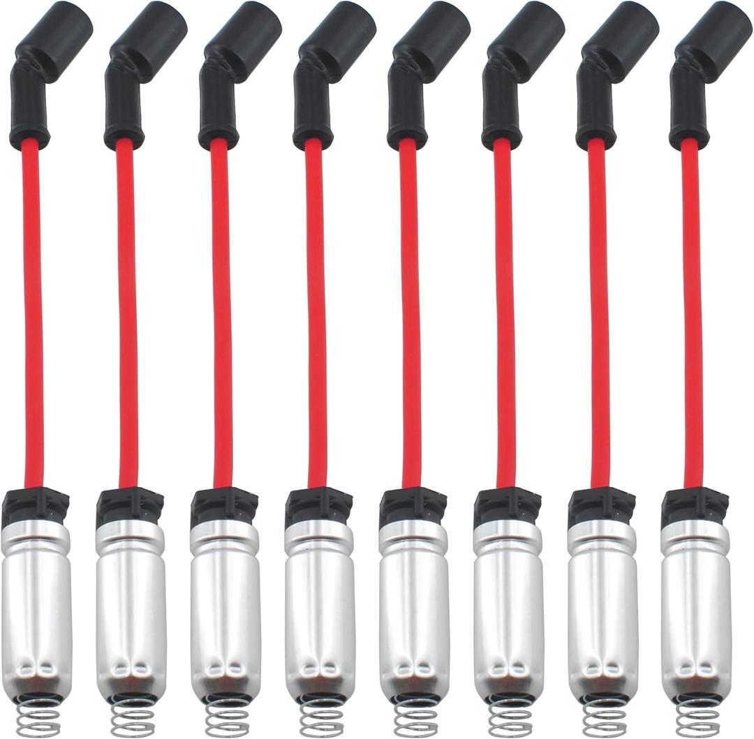 High Performance Spark Plug Wires Compatible with Chevy Silverado Suburban Avalanche for GMC Yukon Sierra V8 4.8L 5.3L 6.0L 6.2L 2000 2001 2002 2003 2004 2005 2006 2007 2008 2009