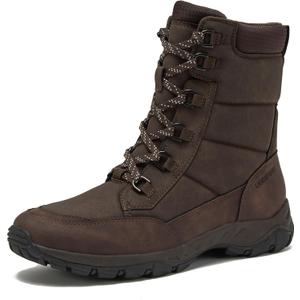 Lands' End Expedition Insulated Winter Boots for Men, Lace Up or Slip On Waterproof Mens Snow Boots, Medium or Wide Width Men's Shoes (11, Dark Brown Max)