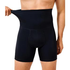 TAILONG Mens Shapewear Tummy Control Shorts Compression Underwear Slimming Body Shaper Boxer Briefs (X-Large, Black)
