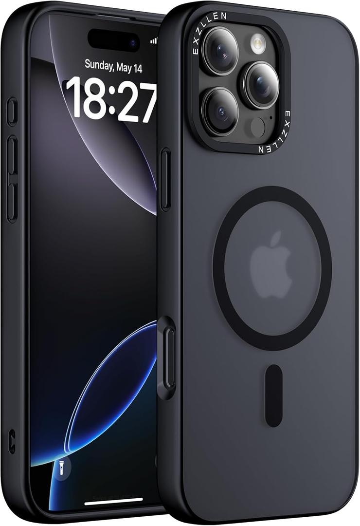 Superior Magnetic for iPhone 16 Pro Max Case, Compatible with MagSafe, [Upgraded Shockproof] Slim Translucent Matte Protective Phone Case Cover for 16 Pro Max 6.9", Matte Black