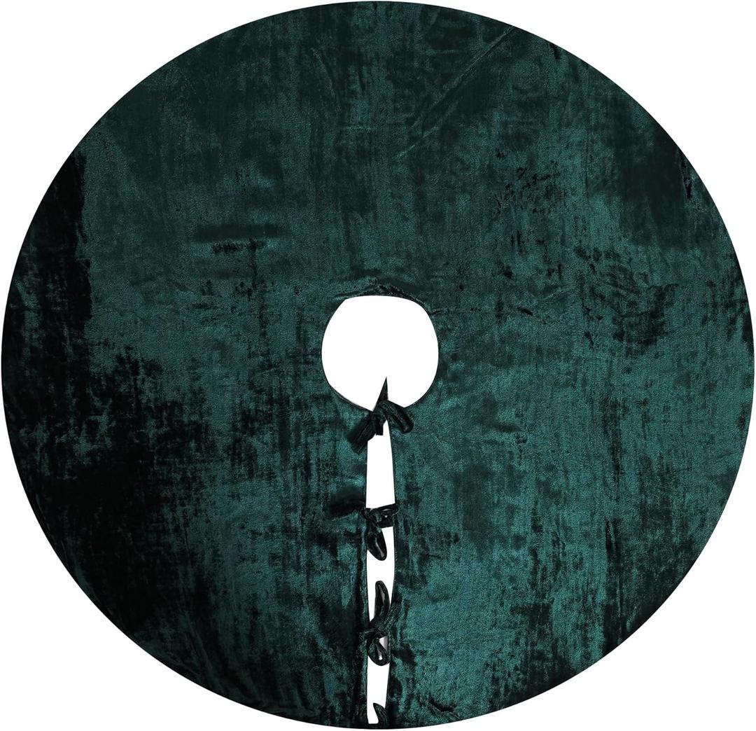 Sophia-Art Christmas Tree Skirt, Luxury Velvet Plush Skirt, Xmas Decoration Holiday Party Décor, Soft Velvet Home Décor Merry Christmas Party Christmas Tree Decorations (Dark Green,48 Inch)