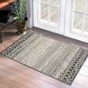 Moroccan Area Rug, 2x3 Black Distressed Entryway Rug Non-Slip Small Rug, Soft Low-Pile Washable Indoor Door Mat Floor Carpet for Entrance Bedroom Kitchen Bathroom