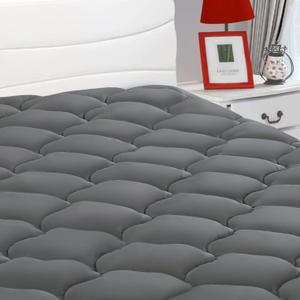 LEISURE TOWN Cotton King Mattress Pad Fitted Quilted Mattress Cover Pillow Top Mattress Topper Cooling Soft Breathable Mattress Protector with 8-21 Deep Pocket,Machine Washable (78x80 Grey)