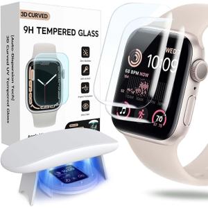for Apple Watch Screen Protector 44mm SE Series 6/5/4, Tempered Glass Full Coverage Bubble Free HD Film for iWatch 44mm Accessories - 2 Pack
