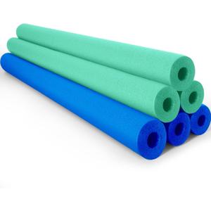 Hollowfly 6 Pack Jumbo Pool Noodles Swimming Floating Foam Tube Extra Large Hollow Bright Swimming Pool Noodles Bulk Heavy Duty for Adults(Blue,Turquoise,55 x 3.5 Inch)