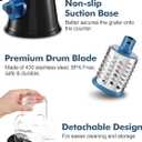 Geedel Rotary Cheese Grater, Kitchen Mandoline Vegetable Slicer with 3 Interchangeable Blades, Easy to Clean Rotary Grater Slicer for Fruit, Vegetables, Nuts