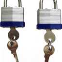 2 x Laminated Steel Key Lock, 1-9/16 in. Wide Body, 2 Padlocks Keyed Alike