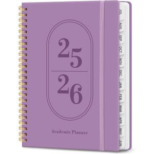 2 x Planner 2025-2026, Academic Year Weekly and Monthly Calendar Planner, July 2025 - June 2026, Spiral Bound School Planning Tool, Perfect for Teacher, Student, Woman & Men - A4 (8.5" x 11"), Purple