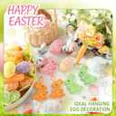 2 x 18PCS Easter Hanging Ornaments Set Colorful Foam Eggs Rabbits Glitter Carrots Decor for Easter Tree Home Party DIY Crafts