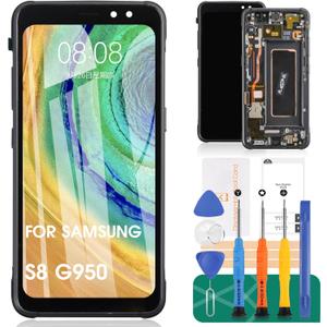 for Samsung Galaxy S8 Screen Replacement, G950 LCD for Samsung S8 Display SMG950F SMG950U Digitizer Touch Screen Assembly Repair Parts with Frame (Not for S8 Plus,Incell) (Black)