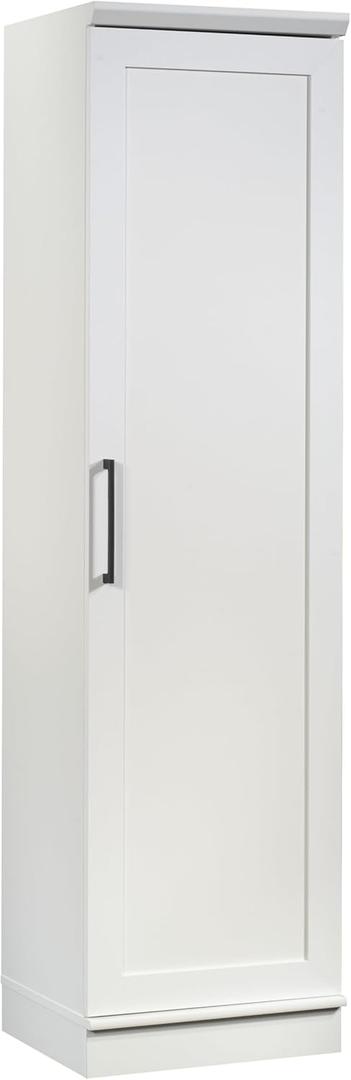 Sauder HomePlus Narrow Pantry Storage Cabinet Slim Single Door with Adjustable Shelves, Kitchen Laundry Bathroom Storage Cabinet, in Soft White