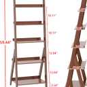 Maydear Bamboo Ladder Shelf Bookcase, 5-Tier Leaning Bookshelf Free Standing Organizer Storage Shelves for Living Room, Bedroom, Kitchen, Home Office, Balcony, Dark Walnut
