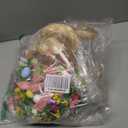 Zeyune 2 Pcs 18.1"x 11.4" Easter Bunny Wreath with Colorful Eggs Artificial Easter Wreath Mixed Flowers Green Leaves Hanging Bunny Shaped with Straw Hat and Bow for Front Door Wall(Bow Bunny)