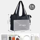 Wandering Nature Tote Bag for Women, Laptop Work Bag with 2 Cup Holders, Leather Purses and Handbags for Teacher Nurse Travel (Black)