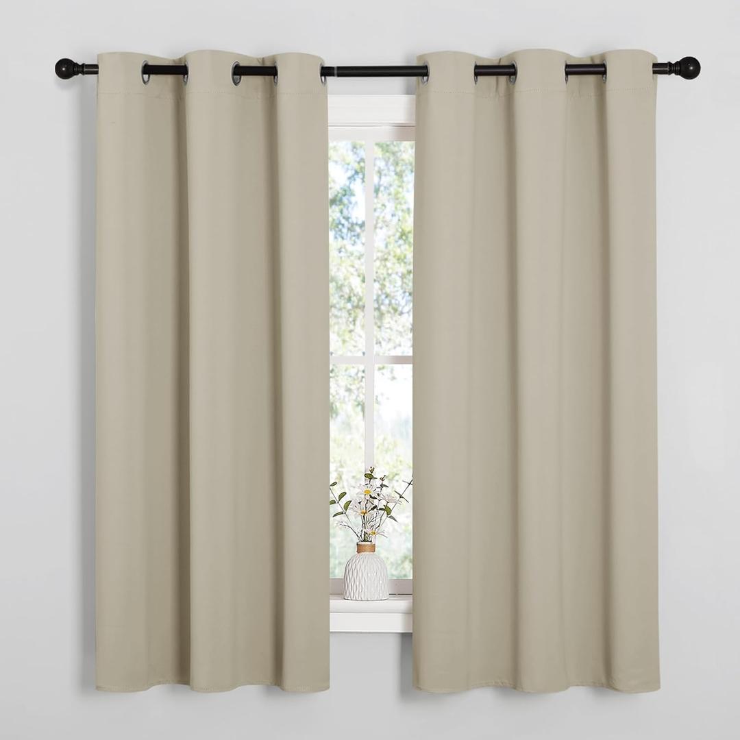 NICETOWN Thermal Insulated Grommet Room Darkening Curtains/Draperies/Panels for Bedroom (Cream, 2 Panels, W42 x L63 inches)