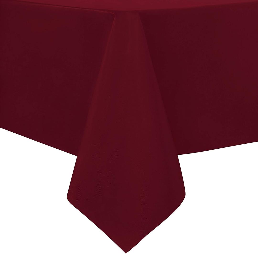 sancua 100% Waterproof Rectangle PVC Tablecloth - 60 x 84 Inch - Oil Proof Spill Proof Vinyl Table Cloth, Wipe Clean Table Cover for Dining Tables, Buffet Parties and Camping, Burgundy