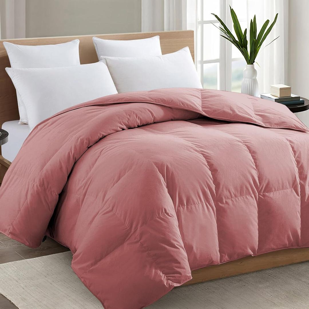 TEXARTIST Premium 2100 Series King Comforter All Season Breathable Dusty Pink Comforter Soft Quilted Down Alternative Duvet Insert with Corner Tabs Luxury Hotel Style (90"x106")
