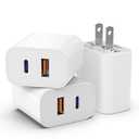 3 Pack i Phone 17 16 15 14 USB C Charger Block, iGENJUN 20W Dual Port QC + PD 3.0 Power Adapter Wall Charger, Double Fast Plug Charging Brick for i Phone 17/17 Pro/16/15/14/X, Samsung Galaxy - White With 2 lightning cabels