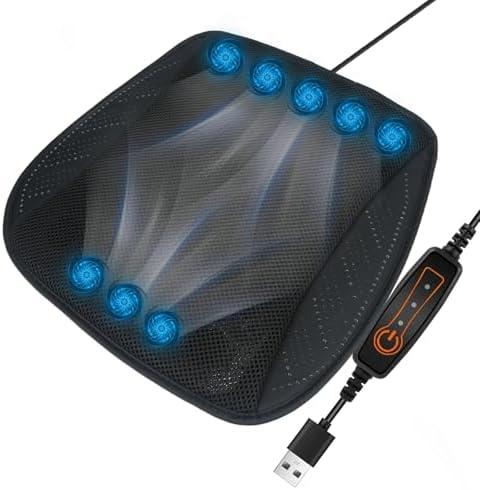 venveal Cooling Car Seat Cushion, Ventilated Seat Pad with 8 Fans, USB Powered Ice Silk Breathable Seat Cover for Car, Home, Office Chair, 3 Speed Airflow Adjustment