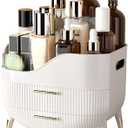 Makeup Organizer for Vanity, Large Capacity Skincare Cosmetic Organizer Countertop with 2 Drawers, Cosmetic Display Cases Makeup Storage Box for Bedroom, Bathroom, Ideal Gifts for Women(White)