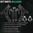 10-Piece Front Suspension Kit for Toyota Corolla/Matrix 2009 2010 2011 2012 2013 | Lower Control Arms with Ball Joints, Sway Bar Links, Inner & Outer Tie Rod Ends - Full Replacement Set