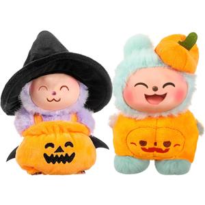 2 Sets Halloween Doll Clothes for 17 cm Doll Cute Pumpkin Costume Outfit Set Fits 6.7 Inch Clothes Accessories for Holiday Daily Costume