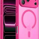 Designed for iPhone 17 Pro Case, Compatible with MagSafe, [Camera Protection] [15FT Military Drop Protection] Shockproof Translucent Matte Anti-Slip Phone Case, 6.3", Hot Pink