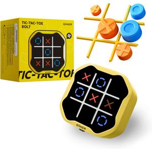 GiiKER Tic Tac Toe Bolt Game, Original 3-in-1 Handheld Games, Portable Travel Games for Car Ride, Toys Gift Idea for Kids and Adults, Stocking Stuffers Birthday Gifts for Boys Girls - Yellow