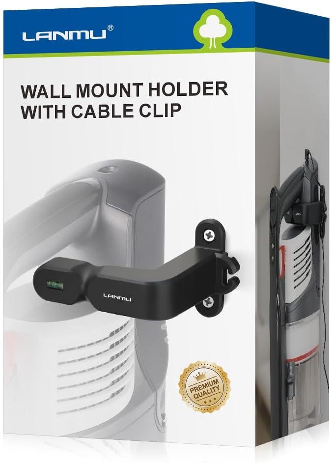LANMU Upgraded Wall Mount Holder with Cable Clip Compatible with Shark IX141 IZ362H Pet Cordless Stick Vacuum, Ultracyclone CH951, Compatible with Bissell 2390A Pet Hair Eraser Handheld Vacuum (Black With Clip)