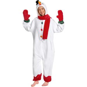 OLAOLA Unisex Adult Christmas Costume, Plush Santa Onesie Reindeer Gingerbread Snowman One-Piece Cosplay Pajamas