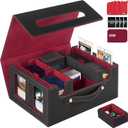 Trading Card Storage Box for MTG, MTG commander deck boxMulti-purpose Deck Case for MTG TCG Sports Card, 4 Toploaders, 4 Stoppers, 4 Colorful Dividers (Black & Red)
