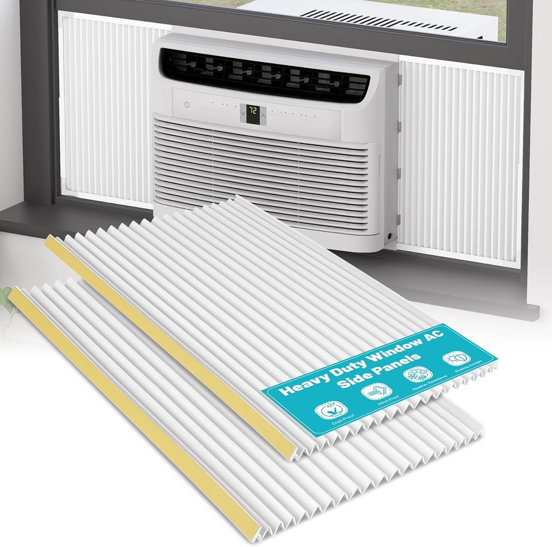 Window AC Side Panels, 17" H 19.25" W Extra Wide Side Panel for Window AC Unit, Good Sealing Replacement Kit for Air Conditioner Window Screen, Suitable for 5,000-14,000 btu, 2 Pack, White