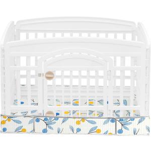 Dog Playpen Bottom Pad Fits for 36 Inch 4 Panels Exercise Pet Playpen, Dog Crate Pad Puppy, Hoop and Loop Design (Note: Playpen Not Included). (White Leaves)