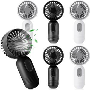 Mini Portable Fan Bulk Cute Handheld Lightweight Small Little Personal Hand Eyelash Fan 3 Speeds USB Rechargeable for Women Men Indoor Outdoor Makeup Travel Camping(Black and White, 6 Pcs)