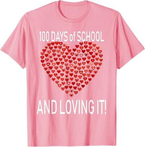 Loving 100 Days of School Shirt Cute Heart Happy Gift Outfit T-Shirt, M