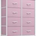 YITAHOME Fabric Dresser for Bedroom, Tall Storage Dresser with 8 Drawers, Black Dresser & Chest of Drawers, Storage Drawer Organizer for Closet, Bedroom, Living Room(Pink)