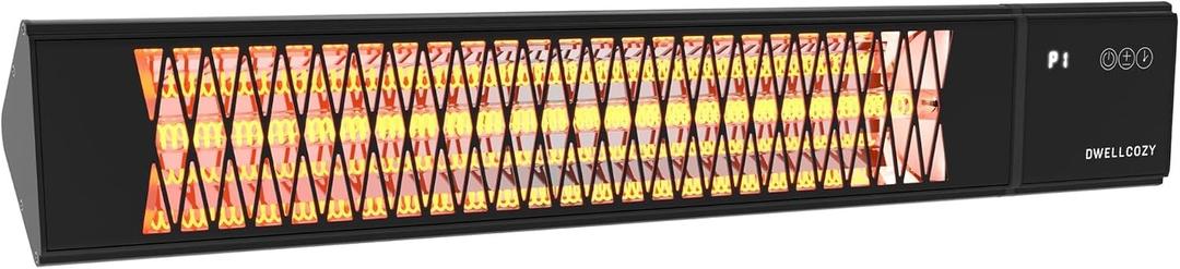 2s Wall-Mounted Patio Heater 5 Modes, Indoor/Outdoor Heaters for Patio, 1500W Infrared Electric Garage Heaters with Remote, Space Heater for Garden,Backyard IP55 Resistant, 24H Timer, Black