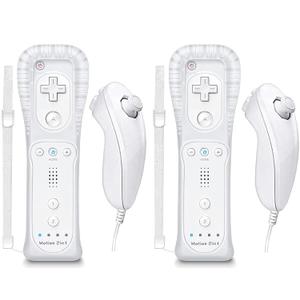 Burcica 2 Pack Controller for Wii Remote and Nunchuck with Motion Plus, with Silicone Case and Wrist Strap (White)
