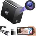 4K Nanny Cam Hidden Camera Supports 2.4G&5GHz WiFi, Hidden Camera Charger, Small Nanny Cam with Human Detection, Night Vision, 160Wide View-Angle, Type C Nanny Camera for Home