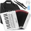 25 Keys Accordion, 16 Bass Piano Accordion Acorden Acordeones Para Adultos for Beginner and Adults, Lightweight Portable with Adjustable Straps, Cleaning Cloth, Glove, and Carrying Bag
(White)