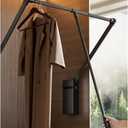 Pull Down Closet Rod for Hanging Clothes, Retractable Wardrobe Hanger for Cabinet Inside Width 21.6"~26", Aluminium alloy Tubing with Plastic Housing, 44 lb Weight Rating (Black)