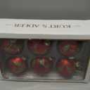 Kurt Adler 80MM Glass Red Berry and Holly Leaves 6-Piece Ball Ornament Set