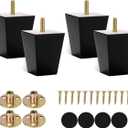 Michanco 3 Inch Black Sofa Legs Set of 4 Square Tapared Wood Furniture Feet for Couch Sofa Ottoman