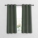 NICETOWN Blackout Curtains 48 inch Long for Bedroom - Window Treatment Thermal Insulated Blinds Solid Grommet Vertical Drapes for Kitchen, Dark Mallard, Set of 2, W37 x L48