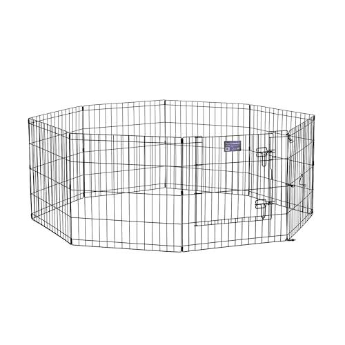 MidWest Homes for Pets Dog Exercise Pen & Playpen, 24" W x 24" H, with Door, Black