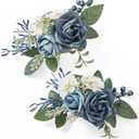 Serwalin 2 Pcs Boutonniere, 6-7 Inch Dusty Blue Corsage for Wedding, Boutonniere for Men Groom and Best Man Prom Ceremony Anniversary Party Suit