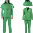 Dr Green Costume Adult Men Halloween Superhero Cosplay Green Suit Fancy Dress for Halloween Party St. Patricks Day (Small)