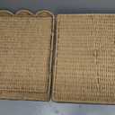 Rattanzenith Scalloped Woven Storage Basket with Lid, Foldable, Small