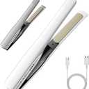 Cordless Hair Straightener and Curler 2 in 1, Fast Heating Cordless Flat Iron, Ultra-Light Portable Straightener for On The Go, Anti-Scald Design with USB-C Charging& Negative Ion (White)