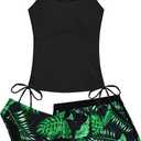 Girls Swimsuit 3 Piece Tankini Girls Swimwear Swim Shorts with Pockets Bathing Suit for Teen Girls 14 Years